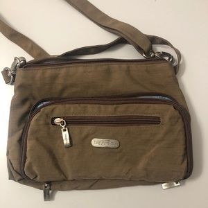 BAGGALLINI Brown nylon slim cross-body bag